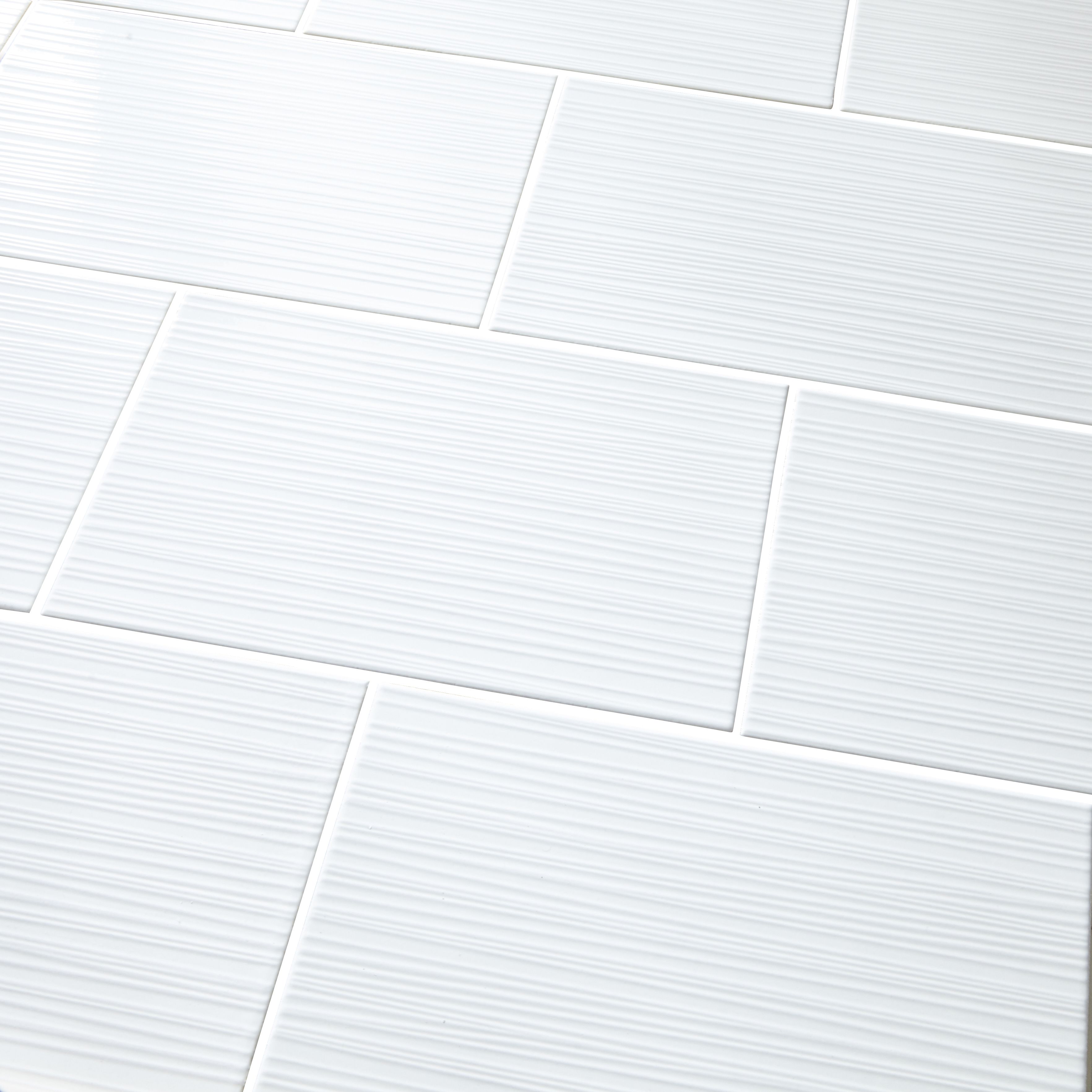 Salerna White Gloss Flat Ceramic Indoor Wall tile, Pack of 10, (L)402.4mm (W)251.6mm