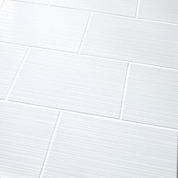 Salerna White Gloss Flat Ceramic Wall Tile, Pack of 10, (L)402.4mm (W)251.6mm