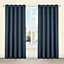 Salla Denim Plain Lined Eyelet Curtains (W)117cm (L)137cm, Pair