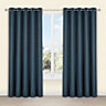 Salla Denim Plain Lined Eyelet Curtains (W)228cm (L)228cm, Pair
