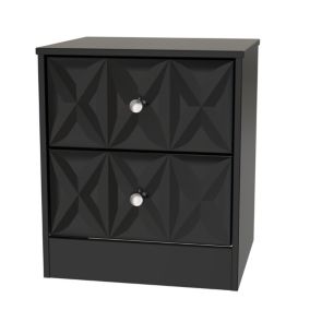 San Jose Ready assembled Black 2 Drawer Bedside chest (H)521mm (W)450mm (D)395mm