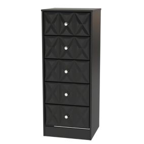 San Jose Ready assembled Black 5 Drawer Bedside chest (H)1120mm (W)450mm (D)395mm