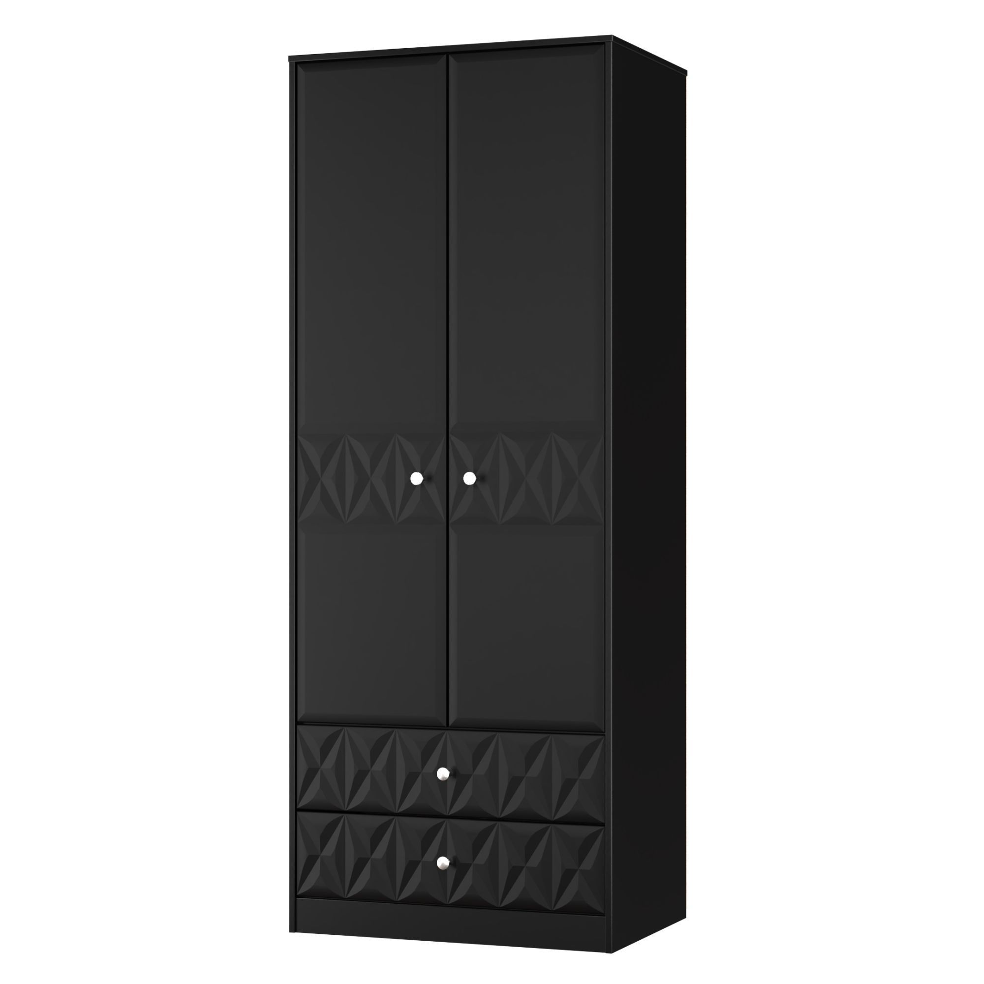 San Jose Ready assembled Contemporary Black 2 Drawer Tall Double Wardrobe (H)1960mm (W)740mm (D)520mm