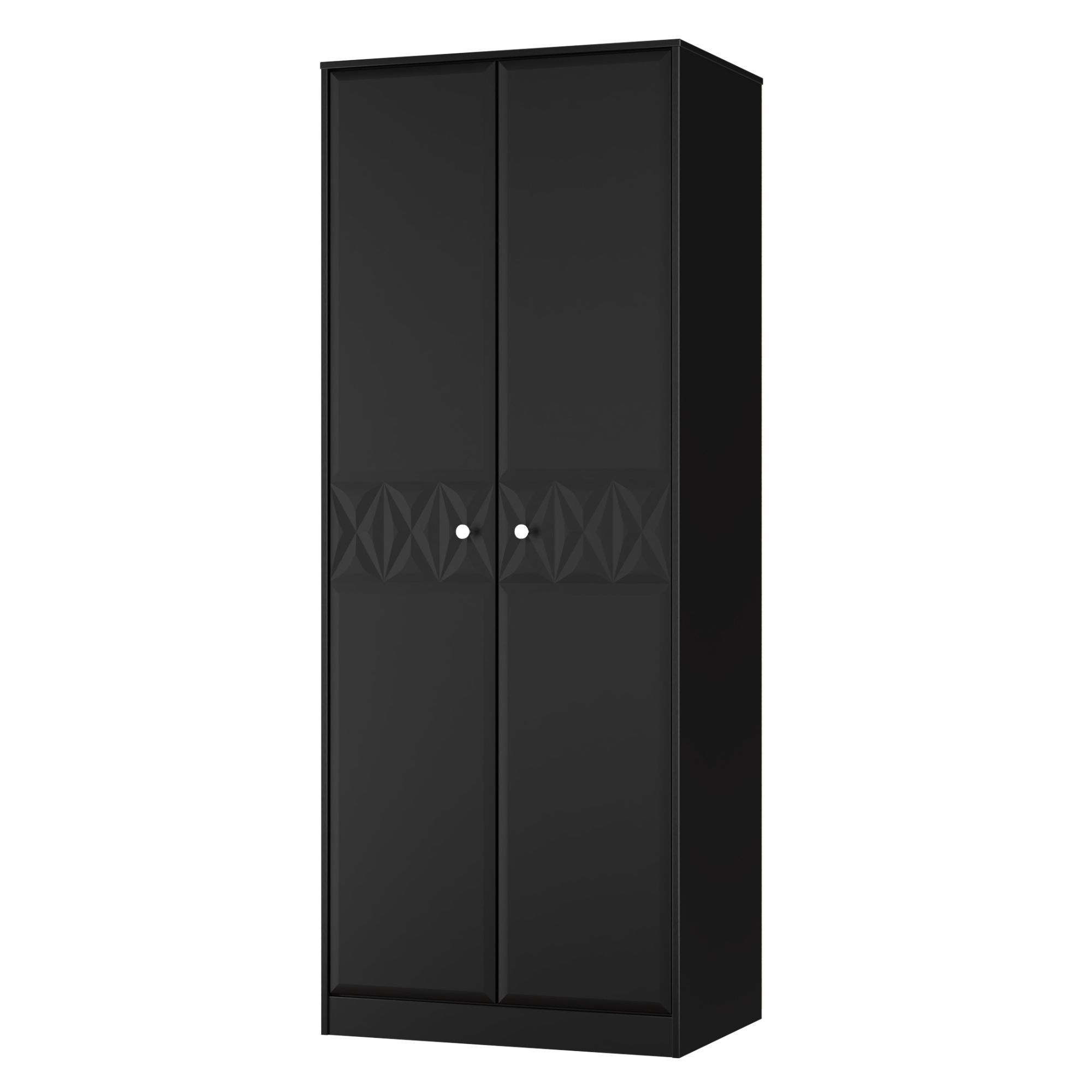 San Jose Ready assembled Contemporary Black Tall Double Wardrobe (H)1960mm (W)740mm (D)520mm