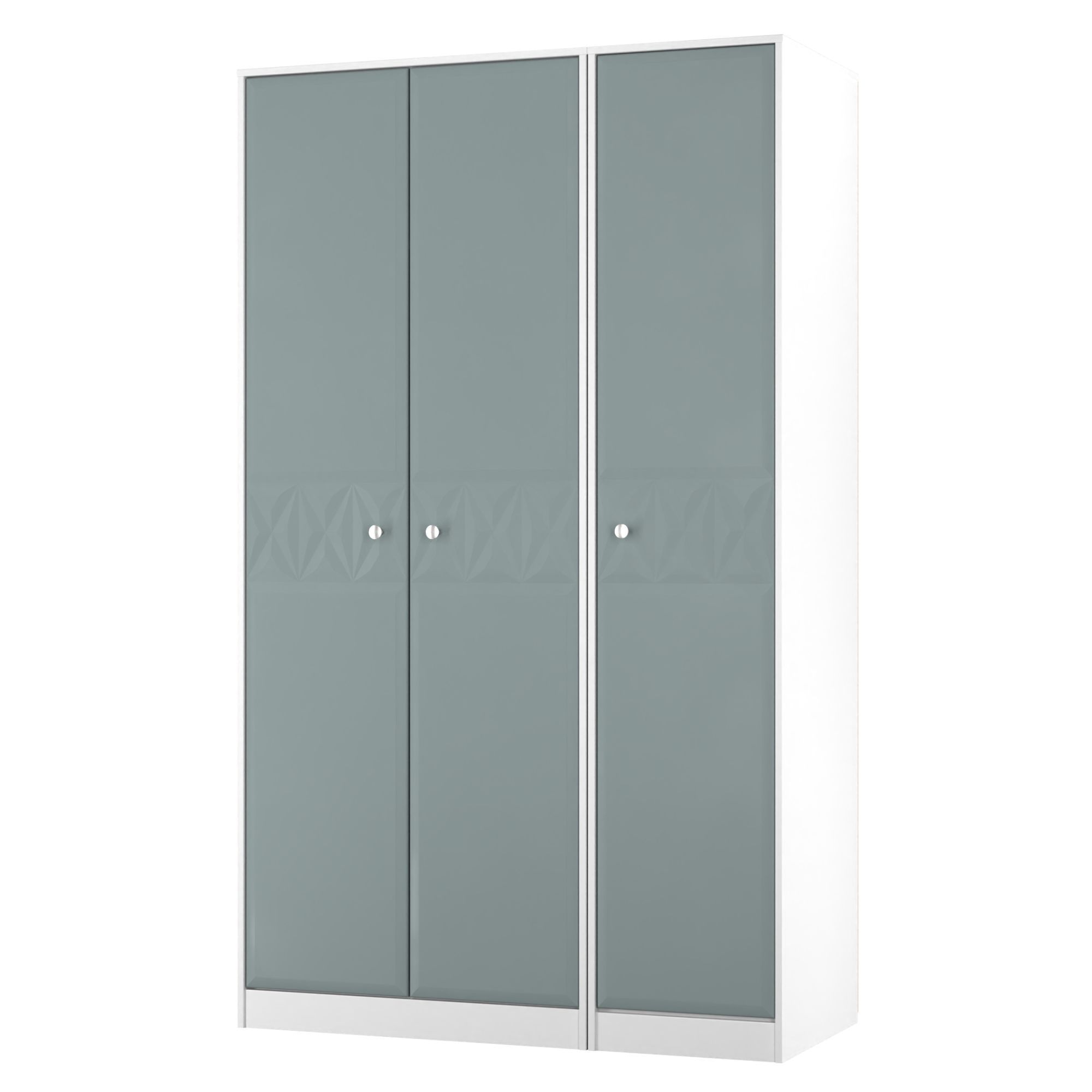 San Jose Ready assembled Contemporary Duck egg blue & white Tall Triple Wardrobe (H)1960mm (W)1108mm (D)530mm