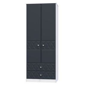 San Jose Ready assembled Contemporary Indigo & white 2 Drawer Tall Double Wardrobe (H)1970mm (W)770mm (D)530mm
