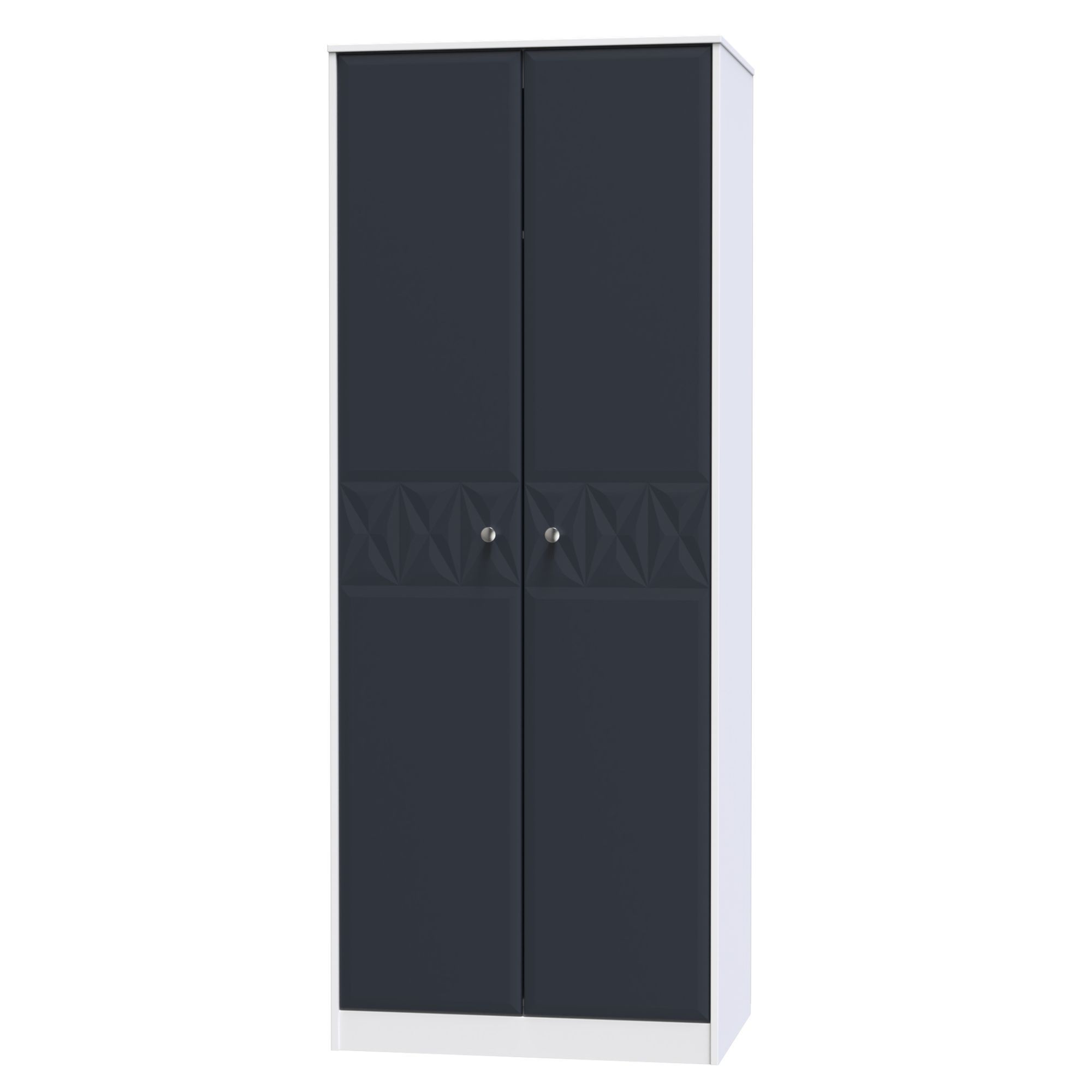 San Jose Ready assembled Contemporary Indigo & white Tall Double Wardrobe (H)1970mm (W)770mm (D)530mm