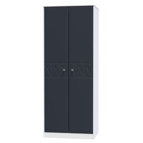 San Jose Ready assembled Contemporary Indigo & white Tall Double Wardrobe (H)1970mm (W)770mm (D)530mm