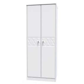 San Jose Ready assembled Contemporary White Tall Double Wardrobe (H)1970mm (W)770mm (D)530mm