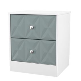 San Jose Ready assembled Duck egg blue & white 2 Drawer Bedside chest (H)521mm (W)450mm (D)395mm