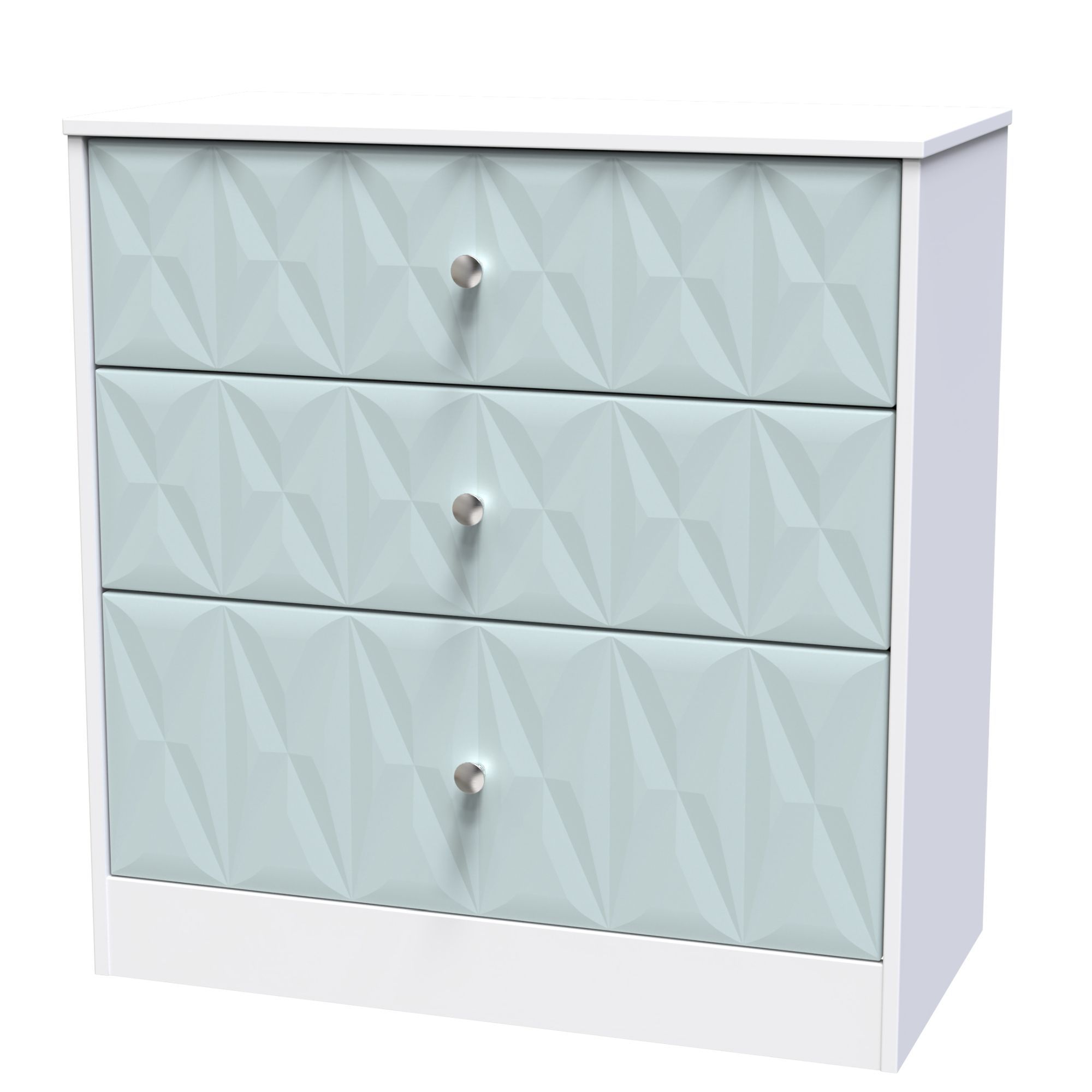 San Jose Ready assembled Duck egg blue & white 3 Drawer Chest (H)791mm (W)766mm (D)395mm