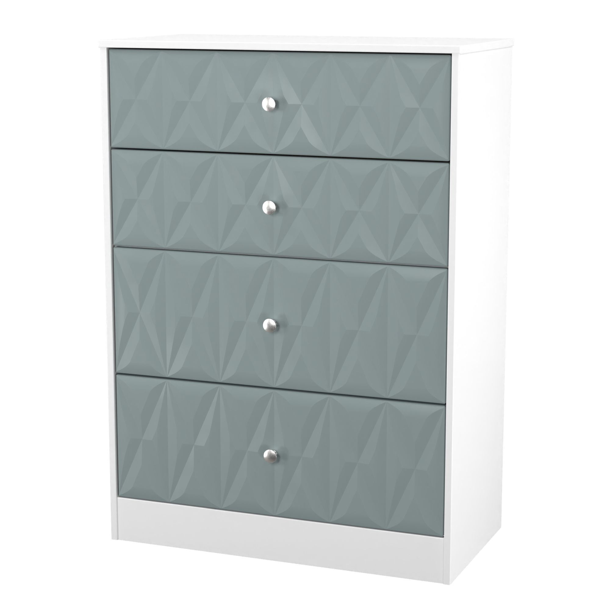 San Jose Ready assembled Duck egg blue & white 4 Drawer Chest (H)1063mm (W)766mm (D)395mm