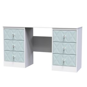San Jose Ready assembled Duck egg blue & white 6 Drawer Dressing table (H)785mm (W)1248mm (D)390mm
