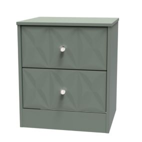 San Jose Ready assembled Green 2 Drawer Bedside chest (H)521mm (W)450mm (D)395mm
