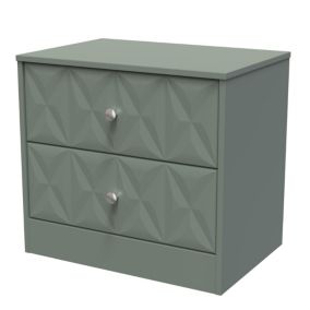 San Jose Ready assembled Green 2 Drawer Bedside chest (H)521mm (W)570mm (D)395mm