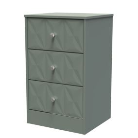 San Jose Ready assembled Green 3 Drawer Bedside chest (H)726mm (W)450mm (D)395mm