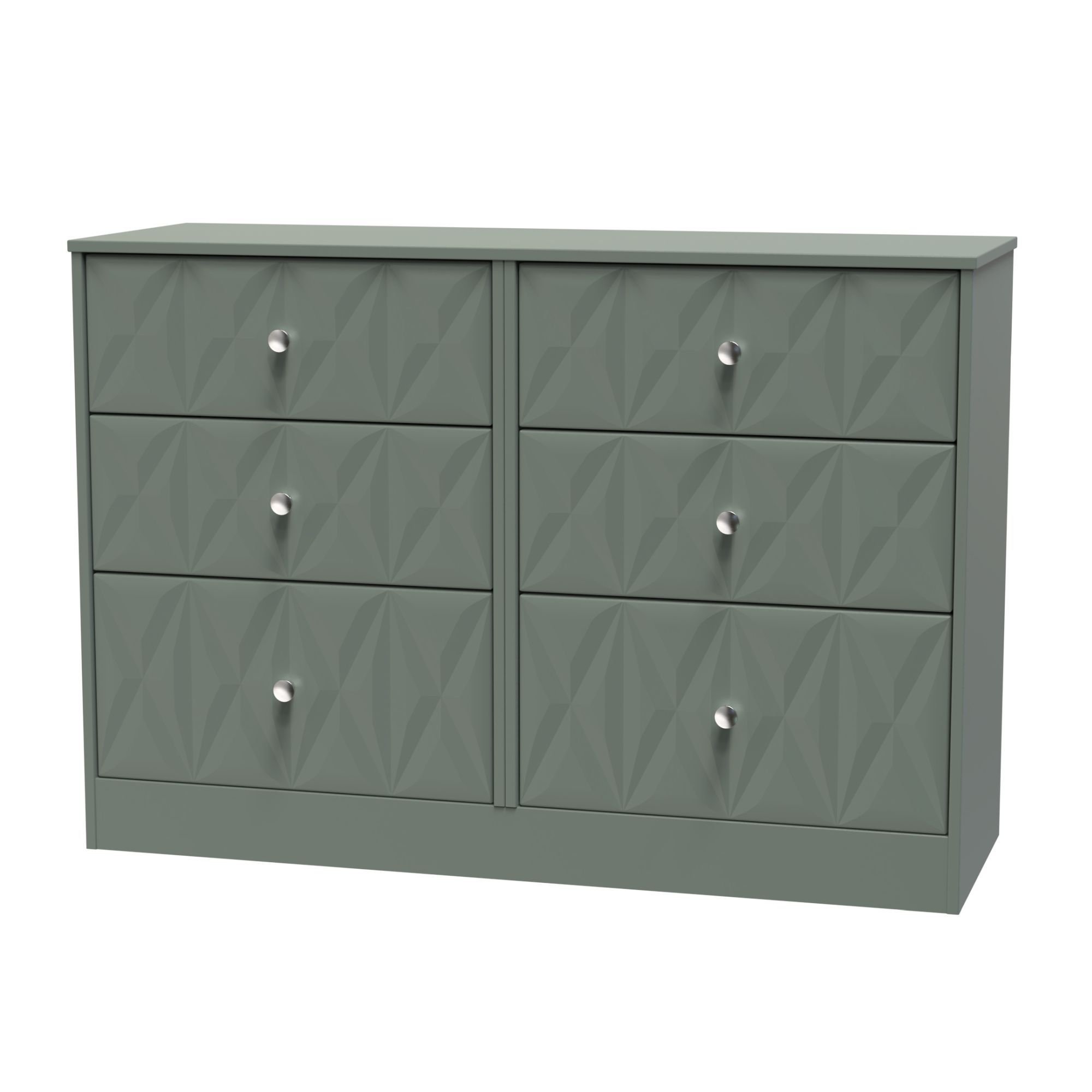 San Jose Ready assembled Green 6 Drawer Chest (H)792mm (W)1117mm (D)395mm