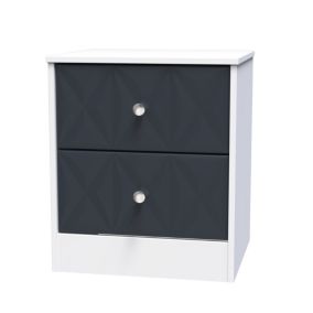 San Jose Ready assembled Indigo & white 2 Drawer Bedside chest (H)521mm (W)450mm (D)395mm