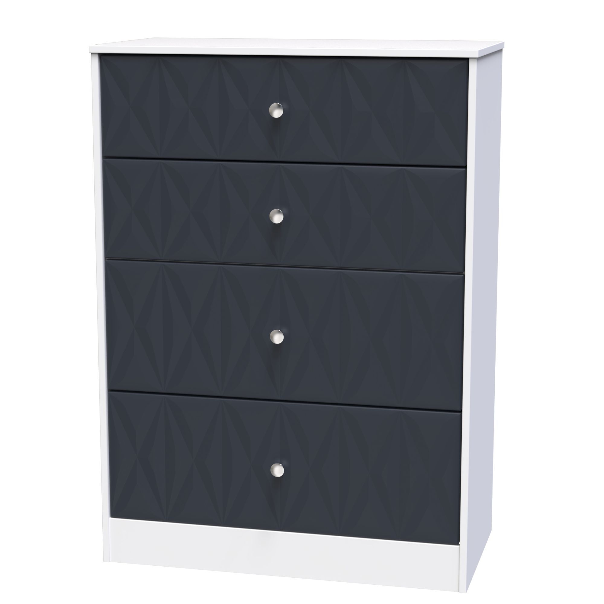 San Jose Ready assembled Indigo & white 4 Drawer Chest (H)1063mm (W)766mm (D)395mm