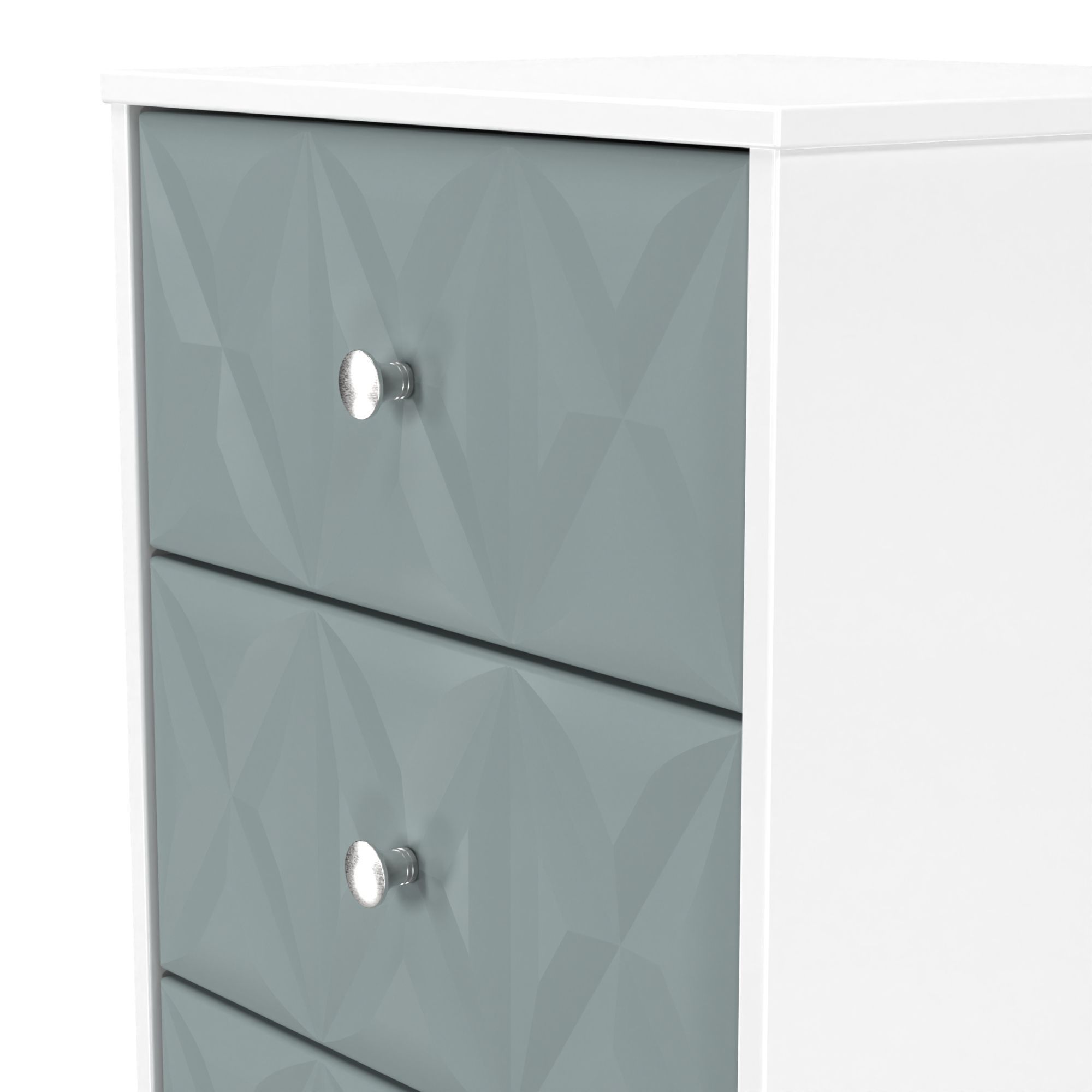 San Jose Ready assembled Matt duck egg blue & white 5 Drawer Bedside chest (H)1120mm (W)450mm (D)395mm