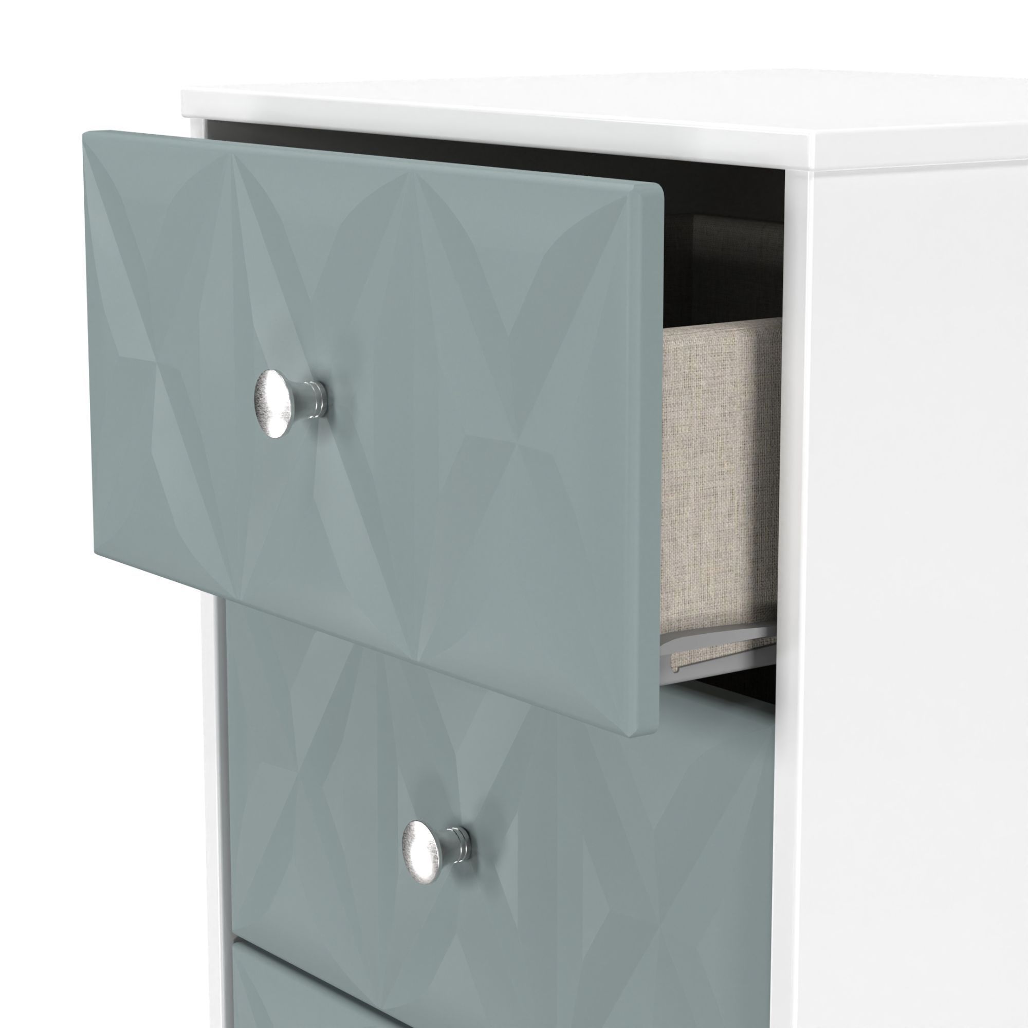San Jose Ready assembled Matt duck egg blue & white 5 Drawer Bedside chest (H)1120mm (W)450mm (D)395mm