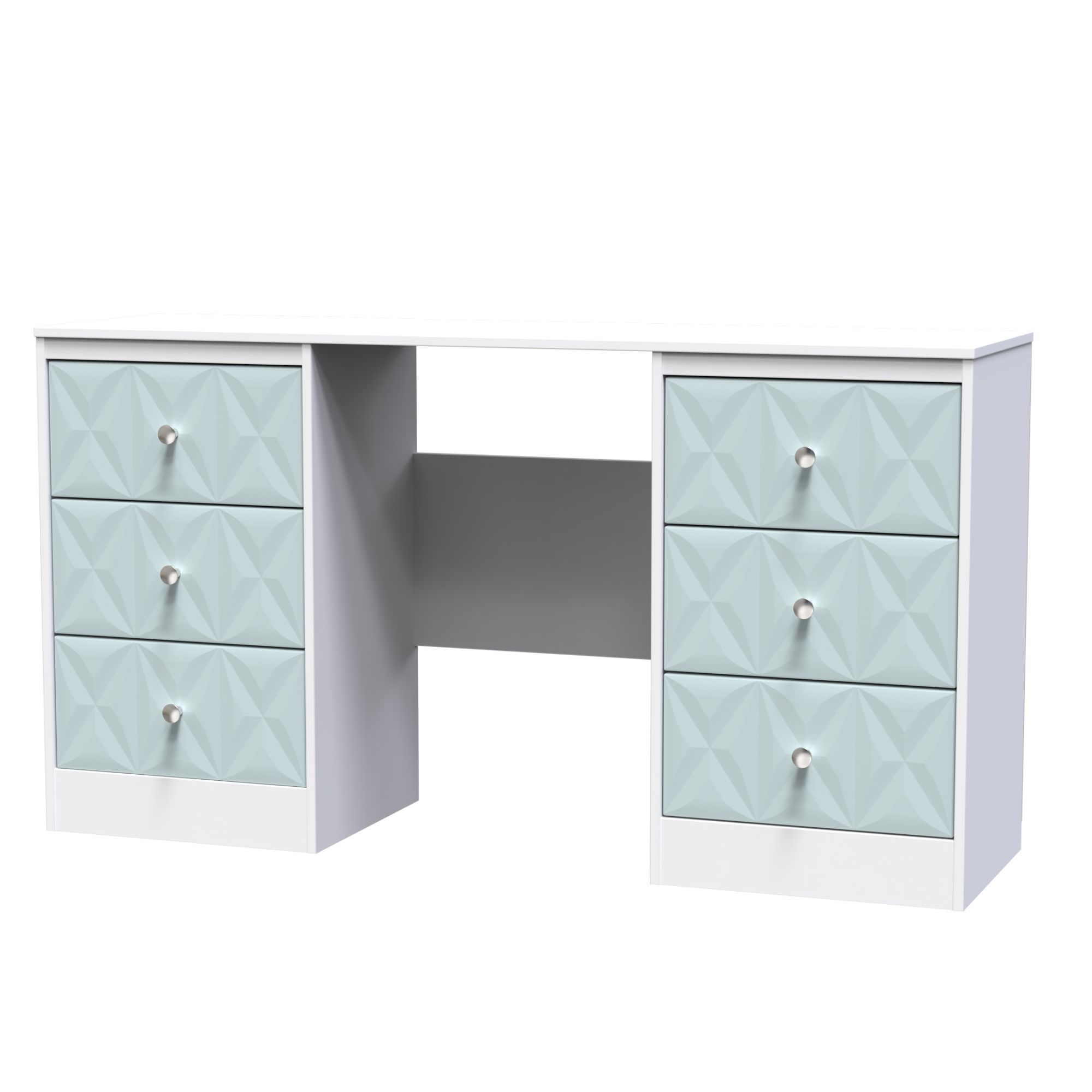 San Jose Ready assembled Matt duck egg blue & white 6 Drawer Non-extendable Dressing table (H)785mm (W)1248mm (D)390mm
