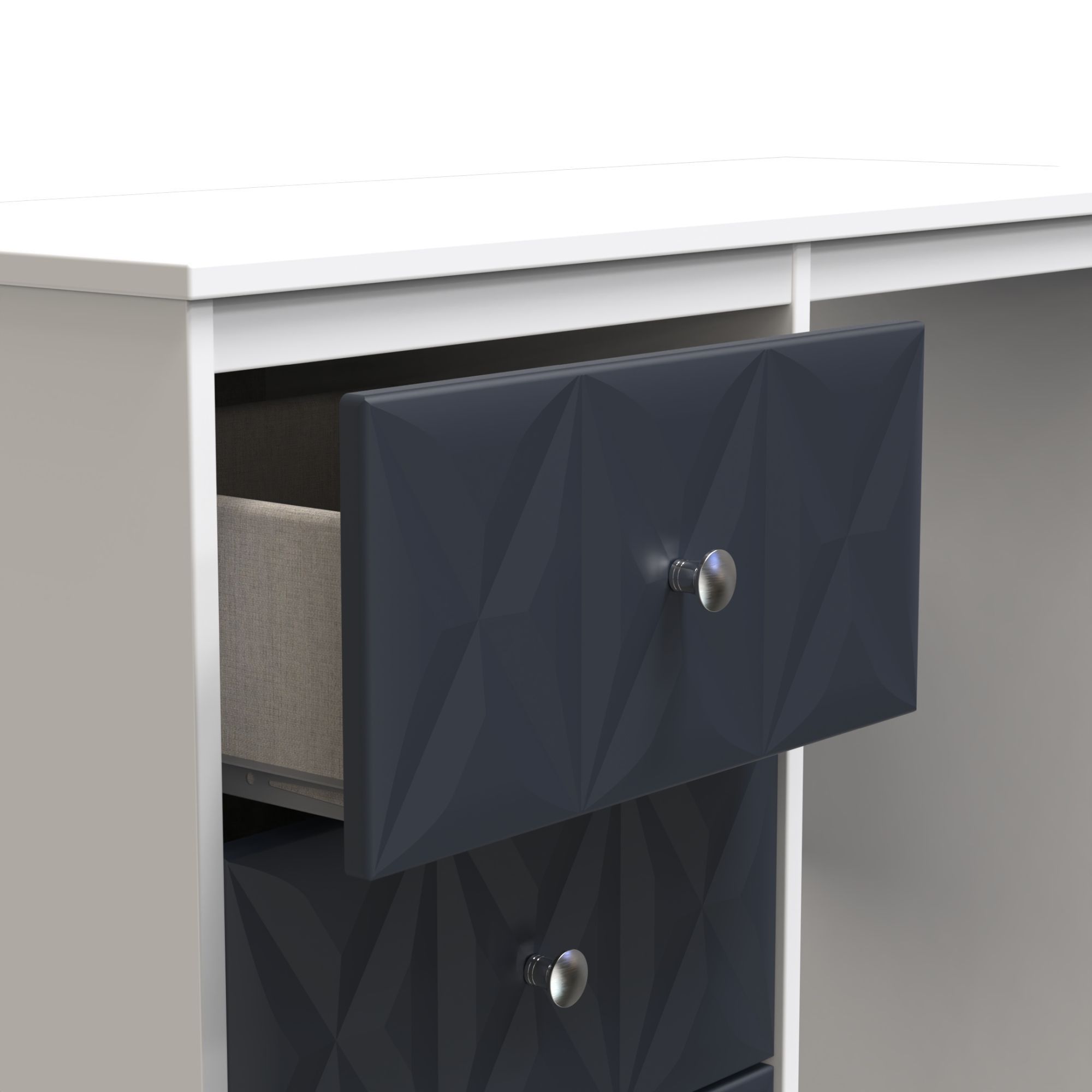 San Jose Ready assembled Matt indigo blue & white 3 Drawer Non-extendable  Dressing table (H)