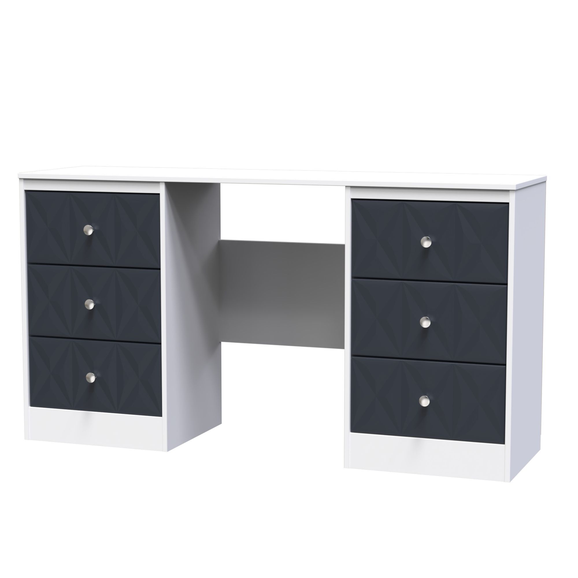 San Jose Ready assembled Matt indigo blue & white 6 Drawer Non-extendable Dressing table (H)785mm (W)1248mm (D)390mm