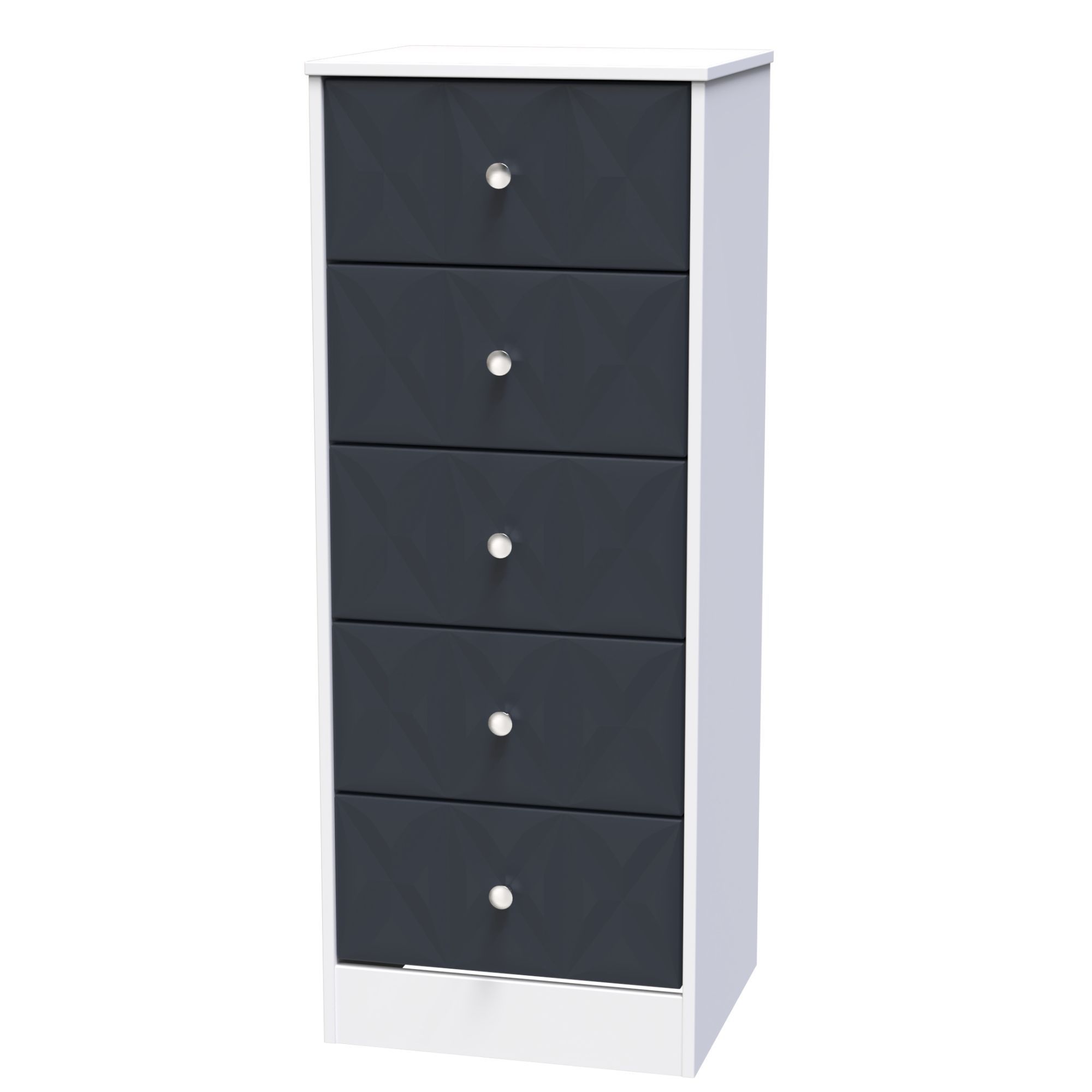 San Jose Ready assembled Matt indigo & white 5 Drawer Bedside chest (H)1120mm (W)450mm (D)395mm