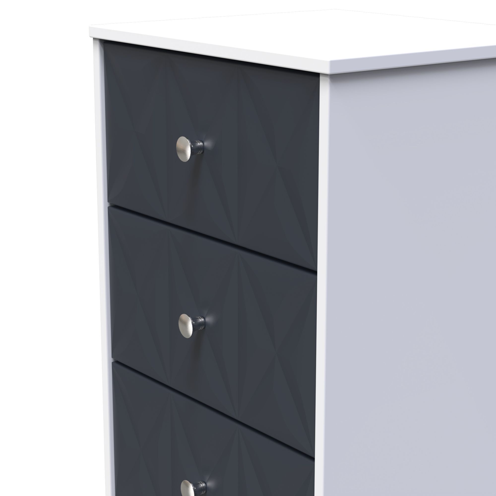San Jose Ready assembled Matt indigo & white 5 Drawer Bedside chest (H)1120mm (W)450mm (D)395mm