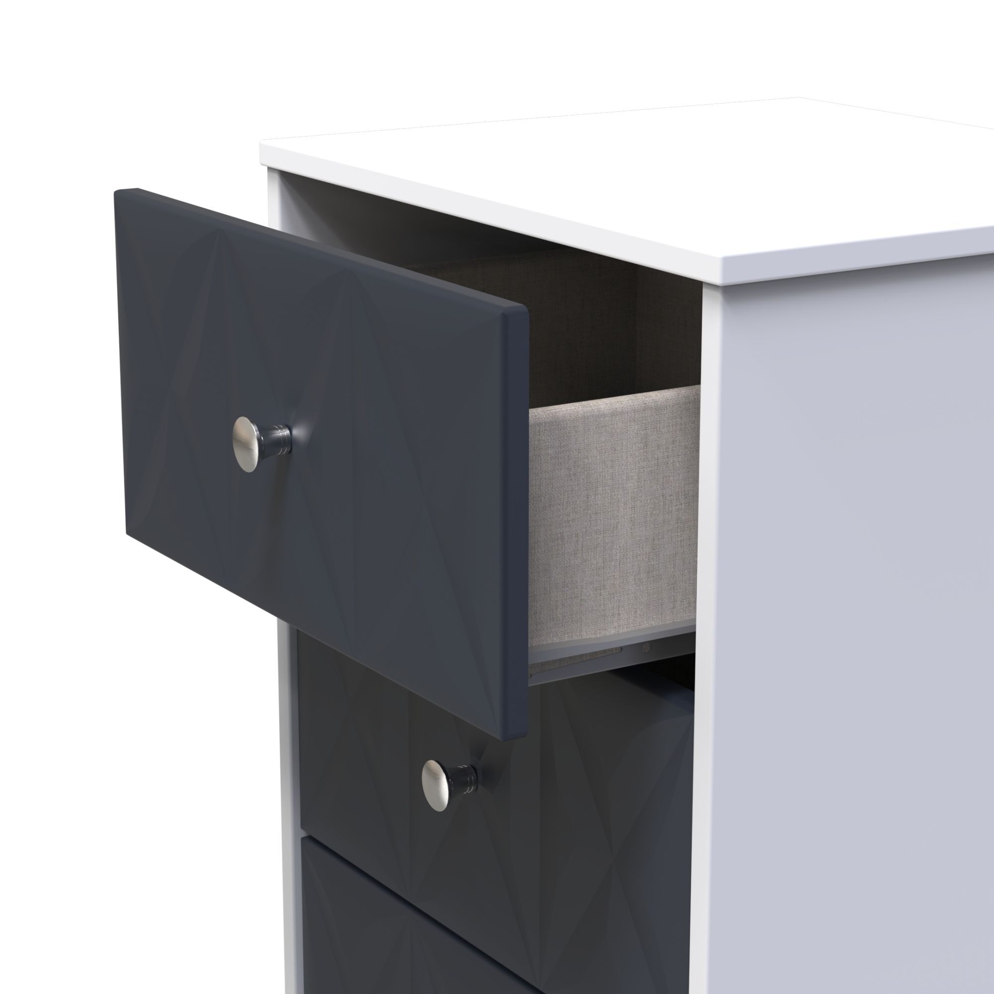 San Jose Ready assembled Matt indigo & white 5 Drawer Bedside chest (H)1120mm (W)450mm (D)395mm