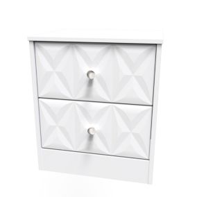 San Jose Ready assembled White 2 Drawer Bedside chest (H)521mm (W)450mm (D)395mm