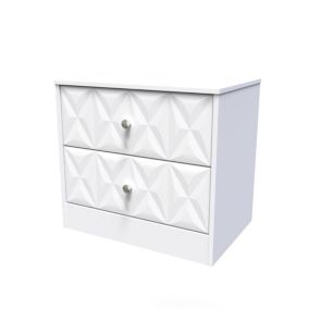 San Jose Ready assembled White 2 Drawer Bedside chest (H)521mm (W)570mm (D)395mm