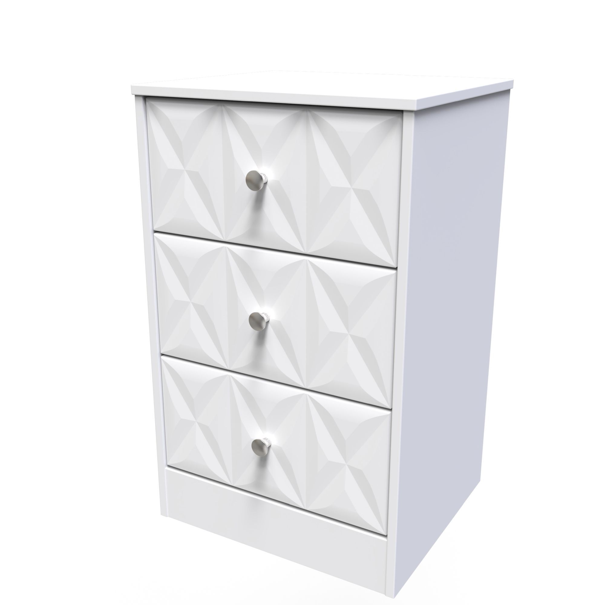 San Jose Ready assembled White 3 Drawer Bedside chest (H)726mm (W)450mm (D)395mm