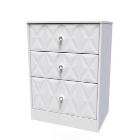 San Jose Ready assembled White 3 Drawer Chest (H)791mm (W)746mm (D)395mm