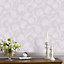 Sandringham Floral Lilac & white Metallic effect Smooth Wallpaper Sample