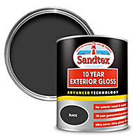 Sandtex 10 year Black High gloss Metal & wood paint, 750ml