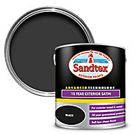 Sandtex 10 year Black Satin Metal & wood paint, 2.5L