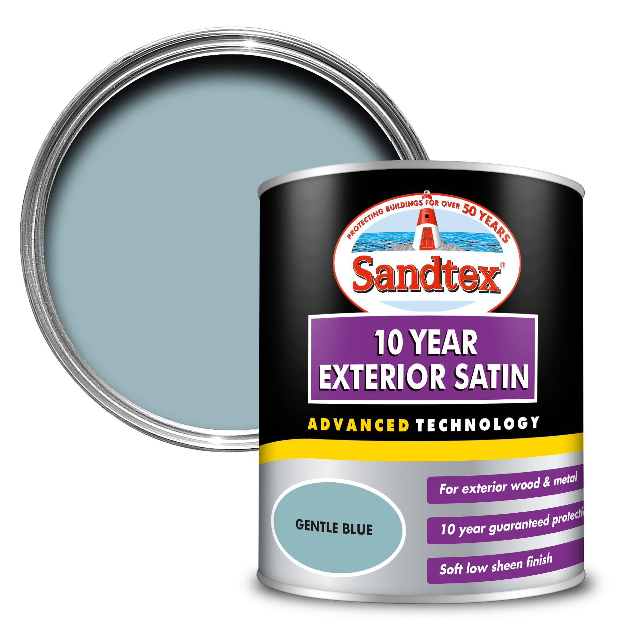 Sandtex 10 year Gentle blue Satinwood Exterior Metal & wood paint, 750ml DIY at B&Q