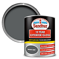 Sandtex 10 year Smokey grey High gloss Metal & wood paint, 750ml