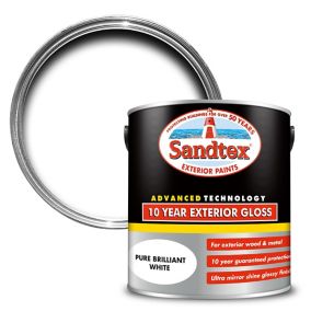 Sandtex 10 year White High gloss Metal & wood paint, 2.5L