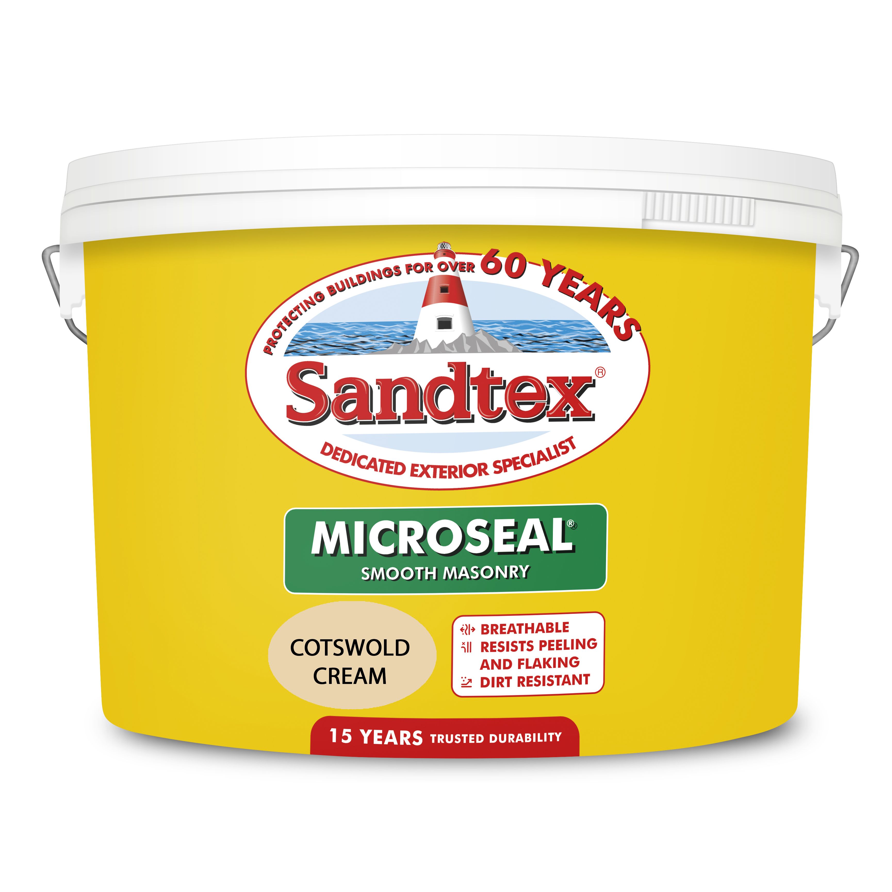 Sandtex Cotsworld cream Smooth Soft sheen Masonry paint, 10L
