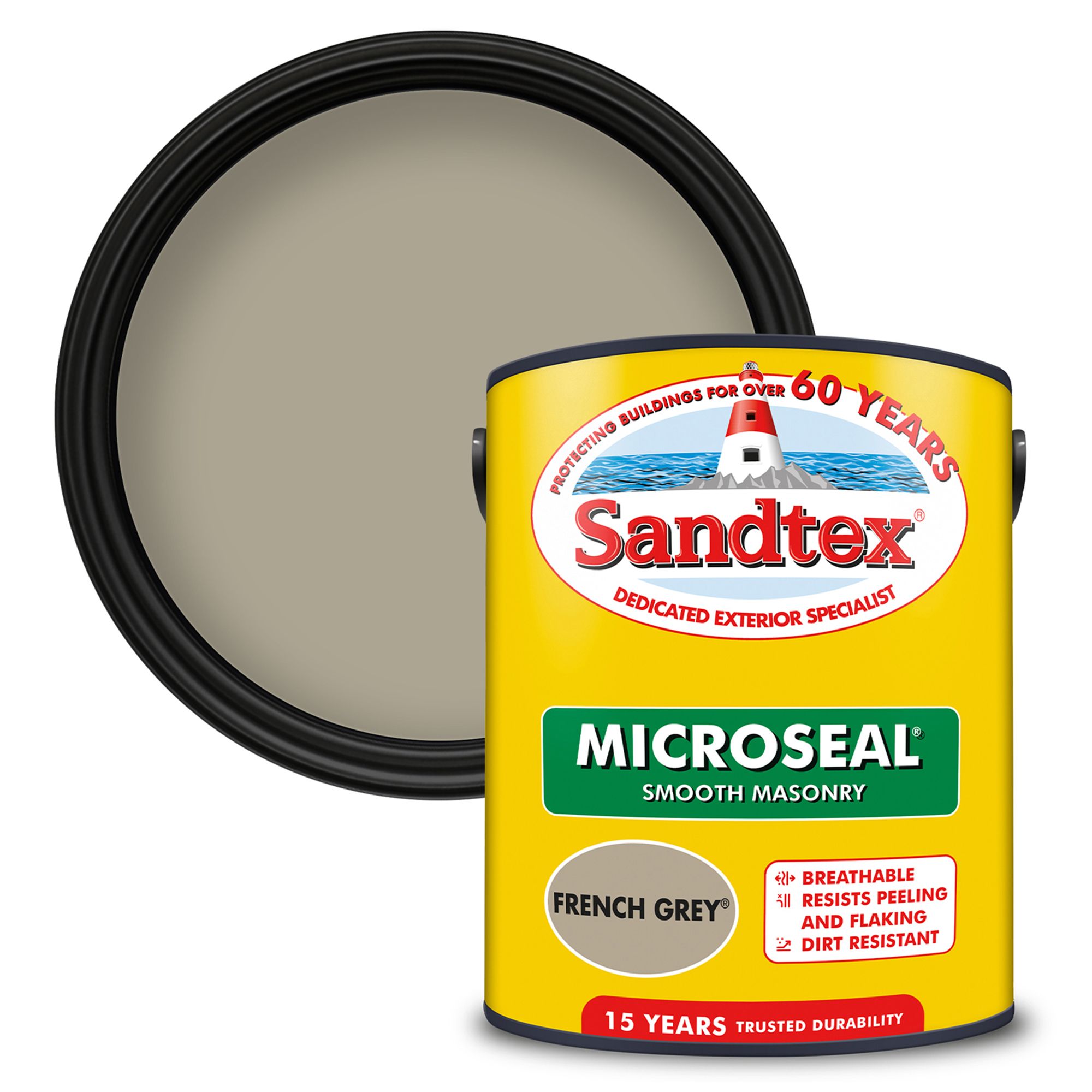 Sandtex French Grey Matt Masonry paint, 5L Tub DIY at B&Q