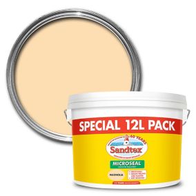 Sandtex Magnolia Smooth Soft sheen Masonry paint, 12L Tub