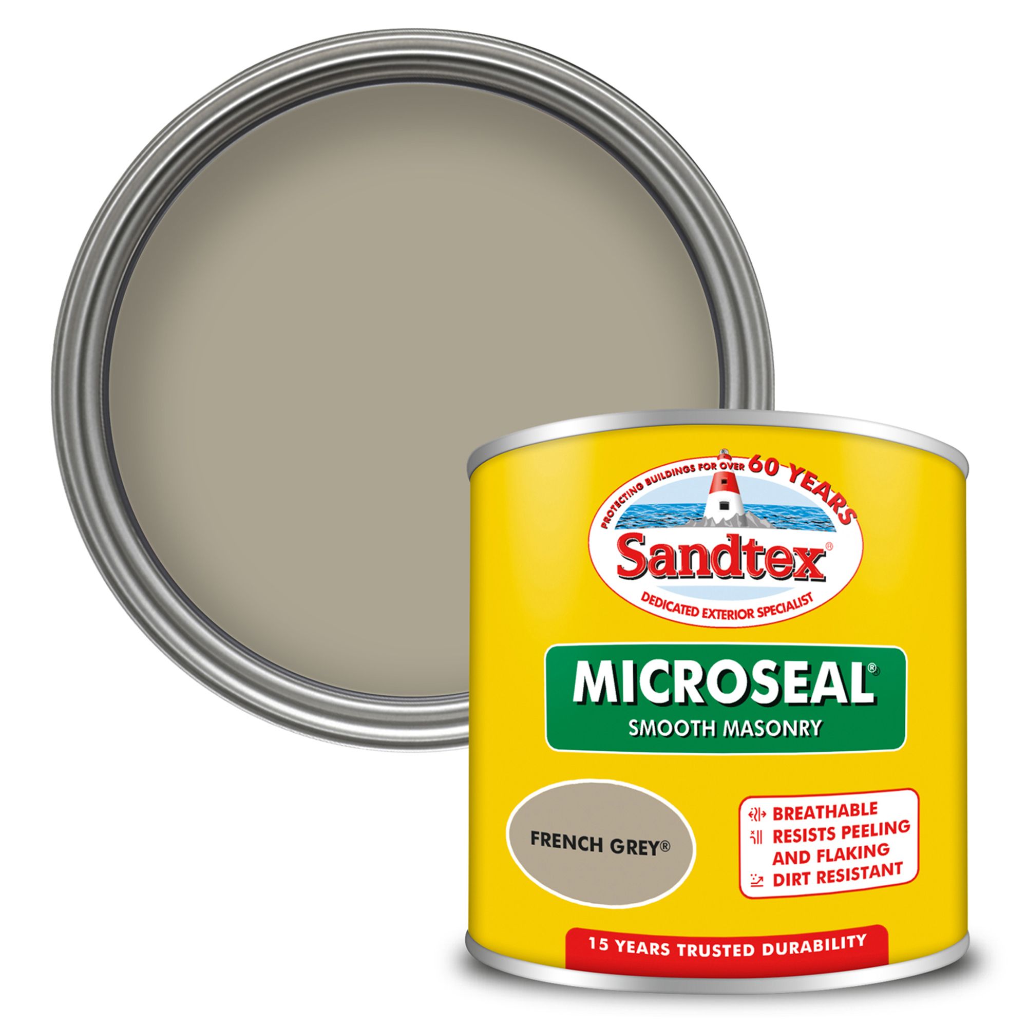 Sandtex Microseal French Grey Matt Masonry paint, 150ml Tester pot