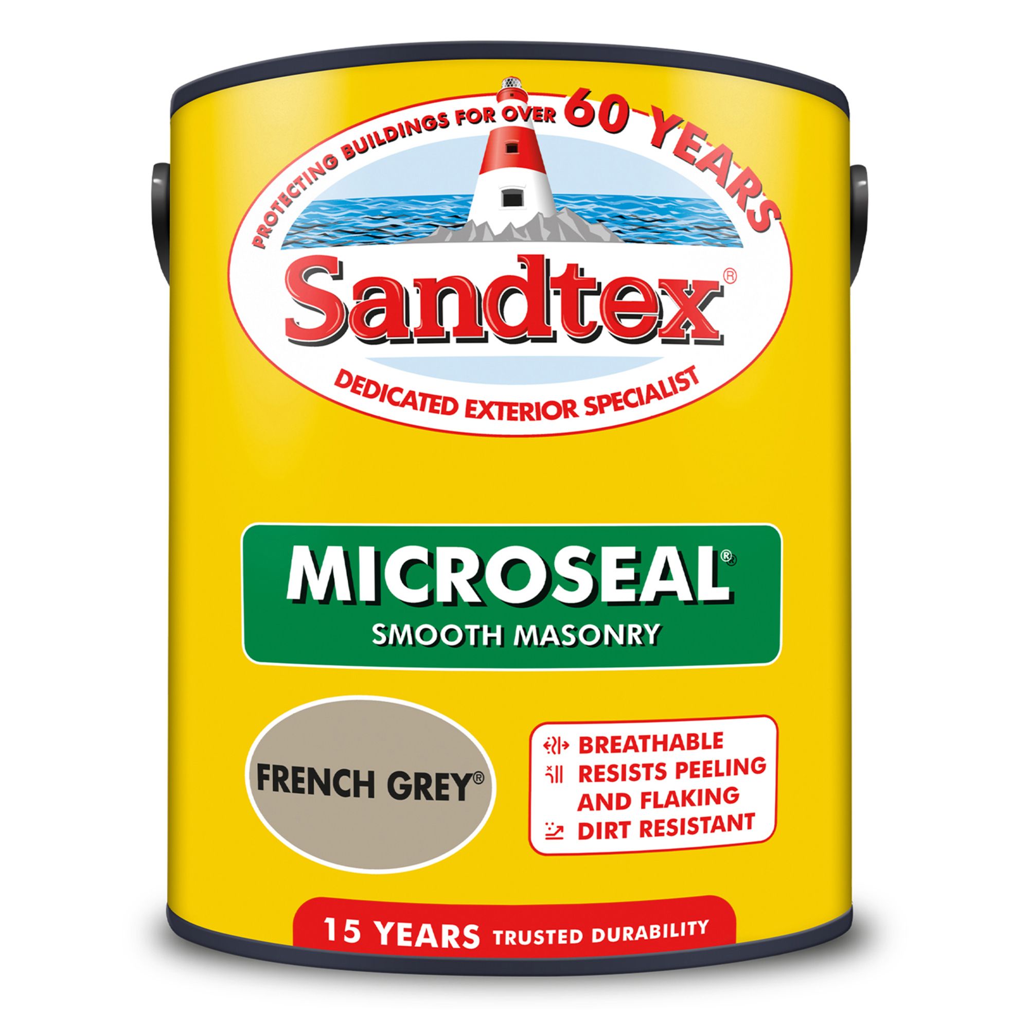 Sandtex Microseal French Grey Matt Masonry paint, 5L Tub