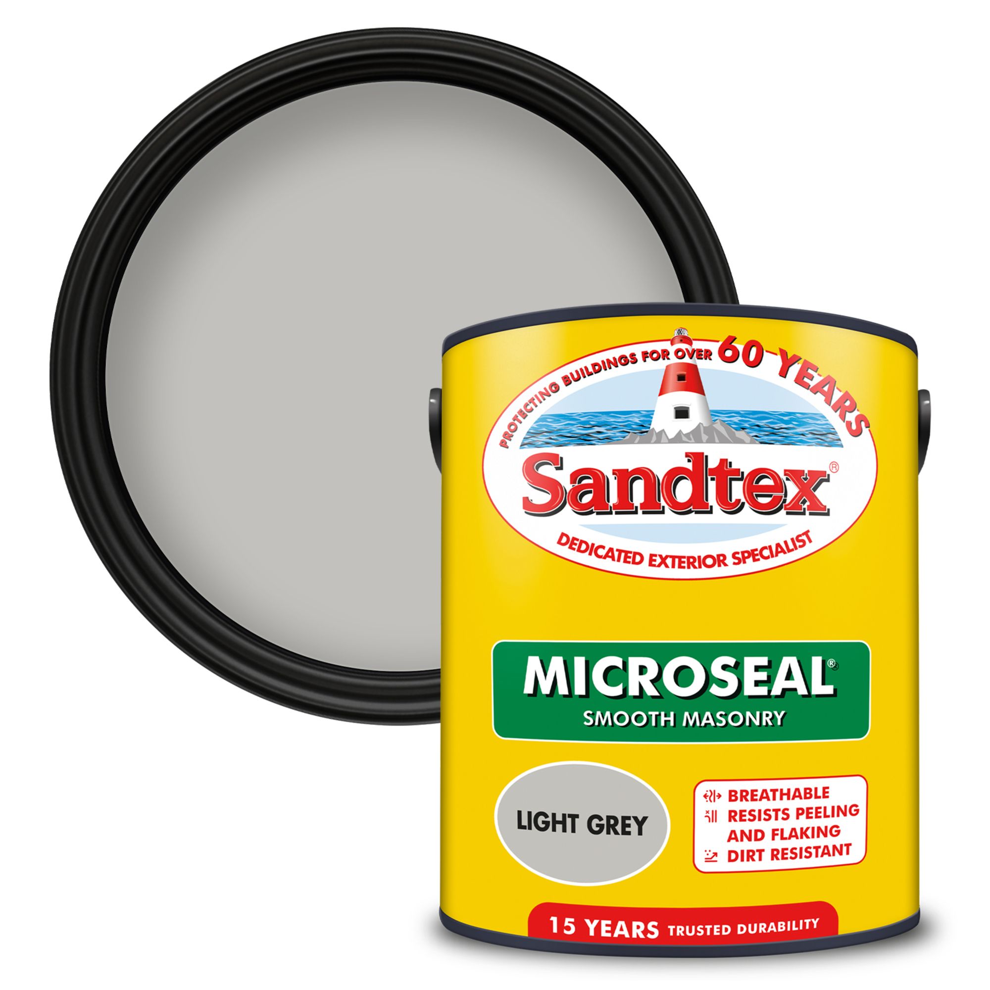 Sandtex Microseal Light grey Matt Masonry paint, 5L Tub