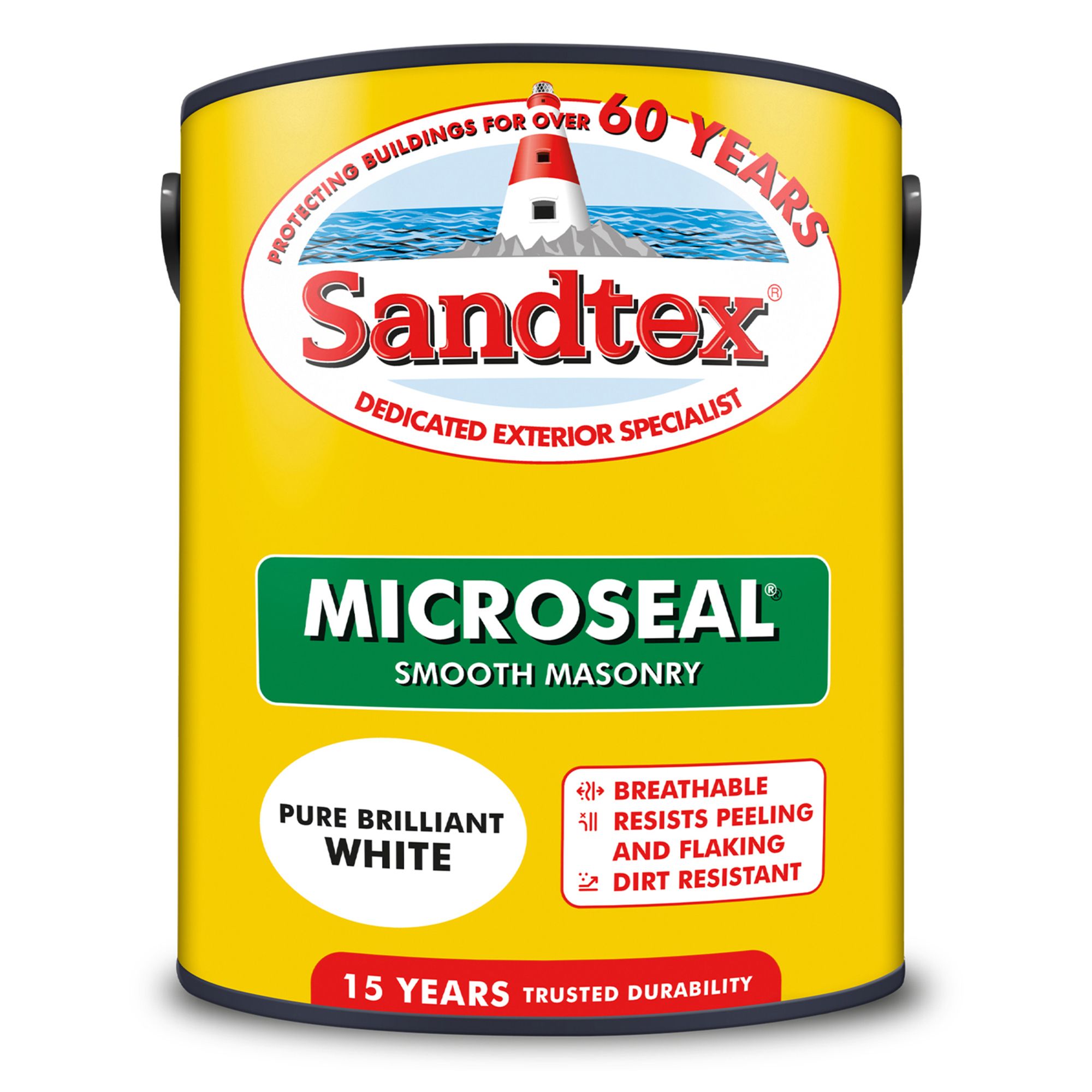 Sandtex Microseal Pure brilliant white Masonry paint, 5L