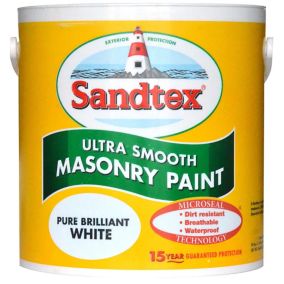 Sandtex Microseal Pure brilliant white Smooth Masonry paint, 2.5L
