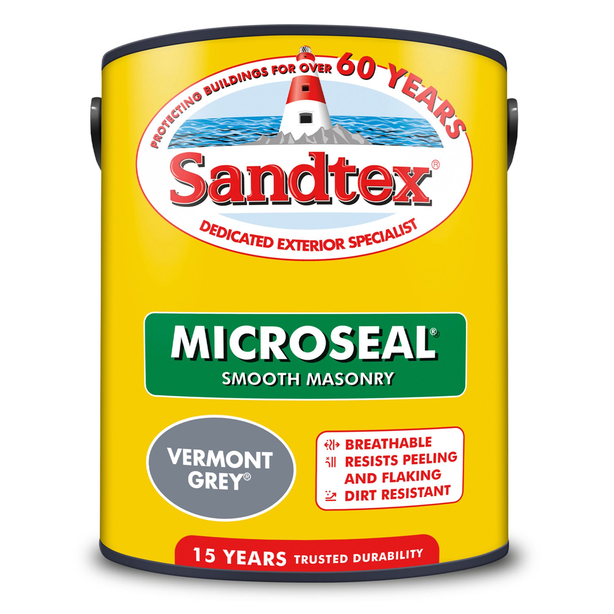 Sandtex Microseal Vermont Grey Matt Masonry paint, 5L Tub